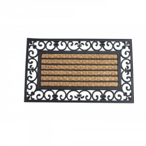 Summerfield 10017935 Striped Mat With Fleur-de-lis Border