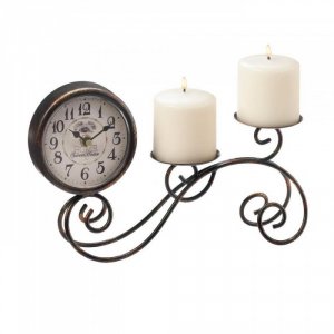 Accent 10018000 Scrollwork Table Clock  Candleholder