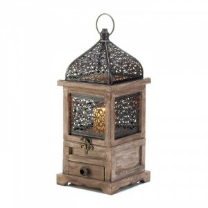 Gallery 10018058 Large Flip-top Moroccan Wooden Lantern