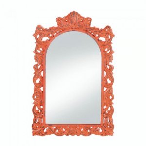 Accent 10018070 Stylish Distressed Orange Wall Mirror