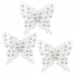 Christmas 10018108 White Gem Butterfly Ornament Set