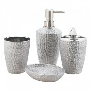 Accent 10018258 Hammered Silver Texture Bath Set