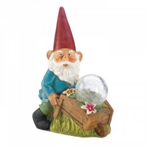 Summerfield 10018278 Gnome With Wheel Barrow Solar Statue