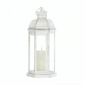 Gallery 10018346 Large White Moroccan Lattice Lantern