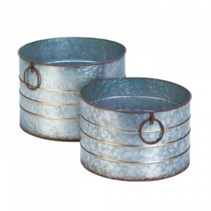 Summerfield 10018399 Round Galvanized Planters