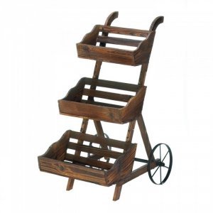 Summerfield 10018431 Wooden 3-tier Plant Cart Stand