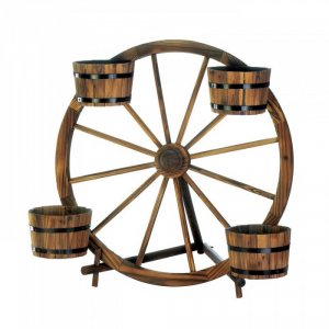 Summerfield 10018435 Wagon Wheel Barrel Planter Display