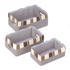 Accent 15164 Stacking Grey Striped Basket Set 100