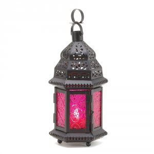 Gallery 15221 Dark Pink Glass Candle Lantern 100