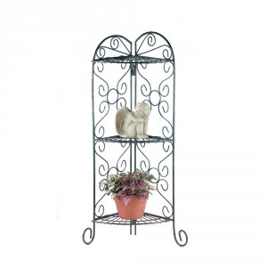 Summerfield 27128 Antiqued Metal Corner Plant Stand With Three Shelves