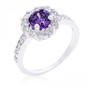 Icon J10021 Purple Halo Engagement Ring (size: 06) R08347r-c20-06