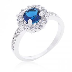 Icon J10035 Sapphire Blue Halo Engagement Ring (size: 06) R08347r-c30-