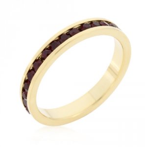 Icon J10174 Stylish Stackables With Garnet In Gold Crystal Ring (size: