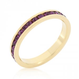 Icon J10182 Stylish Stackables With Purple Crystal Ring (size: 06) R01