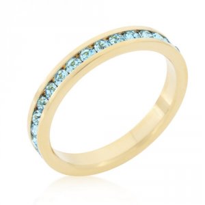 Icon J10195 Stylish Stackables Aqua Crystal Gold Ring (size: 05) R0114