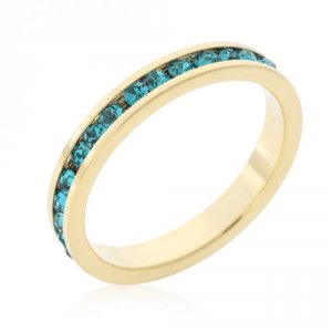 Icon J10203 Stylish Stackables Turquoise Crystal Gold Ring (size: 06) 