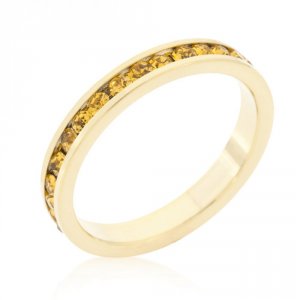 Icon J10216 Stylish Stackables Yellow Crystal Gold Ring (size: 05) R01