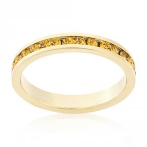 Icon J10221 Stylish Stackables Yellow Crystal Gold Ring (size: 10) R01