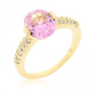 Icon J10240 Pink Oval Cubic Zirconia Engagement Ring (size: 08) R08350