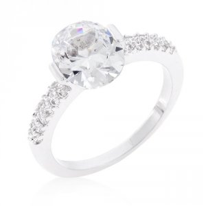 Icon J10254 Clear Oval Cubic Zirconia Engagement Ring (size: 08) R0835