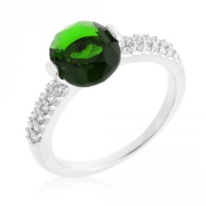 Icon J10272 Green Oval Cubic Zirconia Engagement Ring (size: 05) R0835