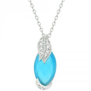 Icon J1035 Leaf And Aqua Marquise Pendant P11324r-c32