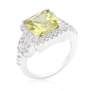 Icon J10393 Halo Style Princess Cut Peridot Cocktail Ring (size: 08) R