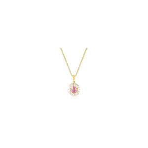 Icon J10644 Goldtone Pink Cz Oval Halo Pendant P11417g-c12