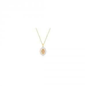 Icon J10646 Goldtone Pink And Clear Cz Oval Halo Pendant P11418g-c12