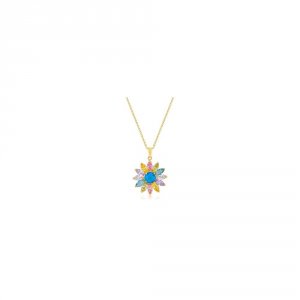 Icon J10670 Goldtone Colorful Flower Pendant P11432g-v01