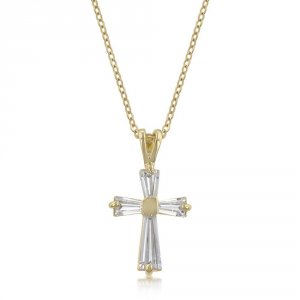 Icon J1072 Goldtone Baguette Cross Pendant P20127g-c01