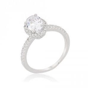 Icon J10859 Oval-cut Floating Halo Cubic Zirconia Engagement Ring (siz