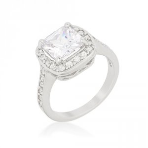 Icon J11001 Halo Style Cushion Cut Engagement Ring (size: 05) R08387r-