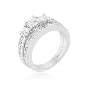 Icon J11388 Three Stone Wedding Ring Set (size: 08) R08376r-c01-08