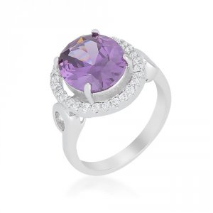 Icon J11393 Amethyst Halo Cocktail Ring (size: 06) R08386r-c20-06