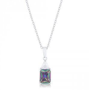 Icon J11738 Classic Mystic Cubic Zirconia Sterling Silver Drop Necklac