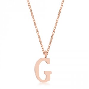 Icon J11758 Elaina Rose Gold Stainless Steel G Initial Necklace P11456