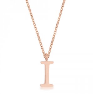 Icon J11760 Elaina Rose Gold Stainless Steel I Initial Necklace P11456