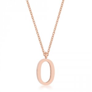 Icon J11766 Elaina Rose Gold Stainless Steel O Initial Necklace P11456