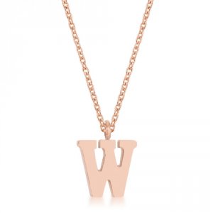 Icon J11774 Elaina Rose Gold Stainless Steel W Initial Necklace P11456