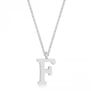 Icon J11783 Elaina Rhodium Stainless Steel F Initial Necklace P11456r-