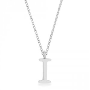 Icon J11786 Elaina Rhodium Stainless Steel I Initial Necklace P11456r-