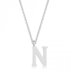 Icon J11791 Elaina Rhodium Stainless Steel N Initial Necklace P11456r-