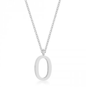 Icon J11792 Elaina Rhodium Stainless Steel O Initial Necklace P11456r-