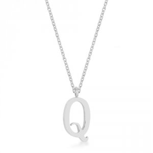 Icon J11794 Elaina Rhodium Stainless Steel Q Initial Necklace P11456r-