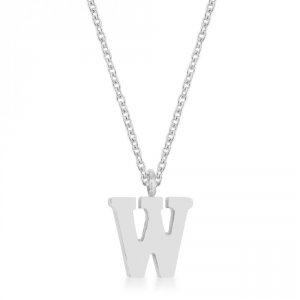 Icon J11800 Elaina Rhodium Stainless Steel W Initial Necklace P11456r-