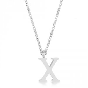 Icon J11801 Elaina Rhodium Stainless Steel X Initial Necklace P11456r-