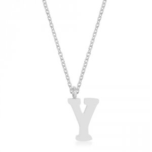 Icon J11802 Elaina Rhodium Stainless Steel Y Initial Necklace P11456r-