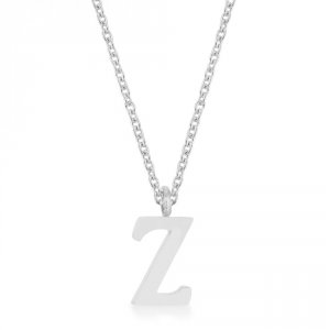 Icon J11803 Elaina Rhodium Stainless Steel Z Initial Necklace P11456r-