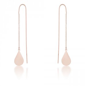 Icon J11804 Chloe Rose Gold Stainless Steel Teardrop Threaded Drop Ear